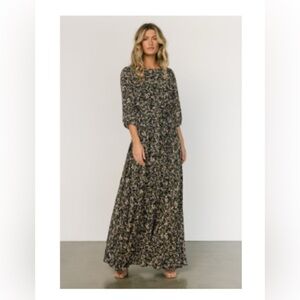 Baltic Born Black Floral Rebecca Maxi Dress